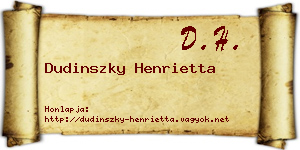 Dudinszky Henrietta névjegykártya
